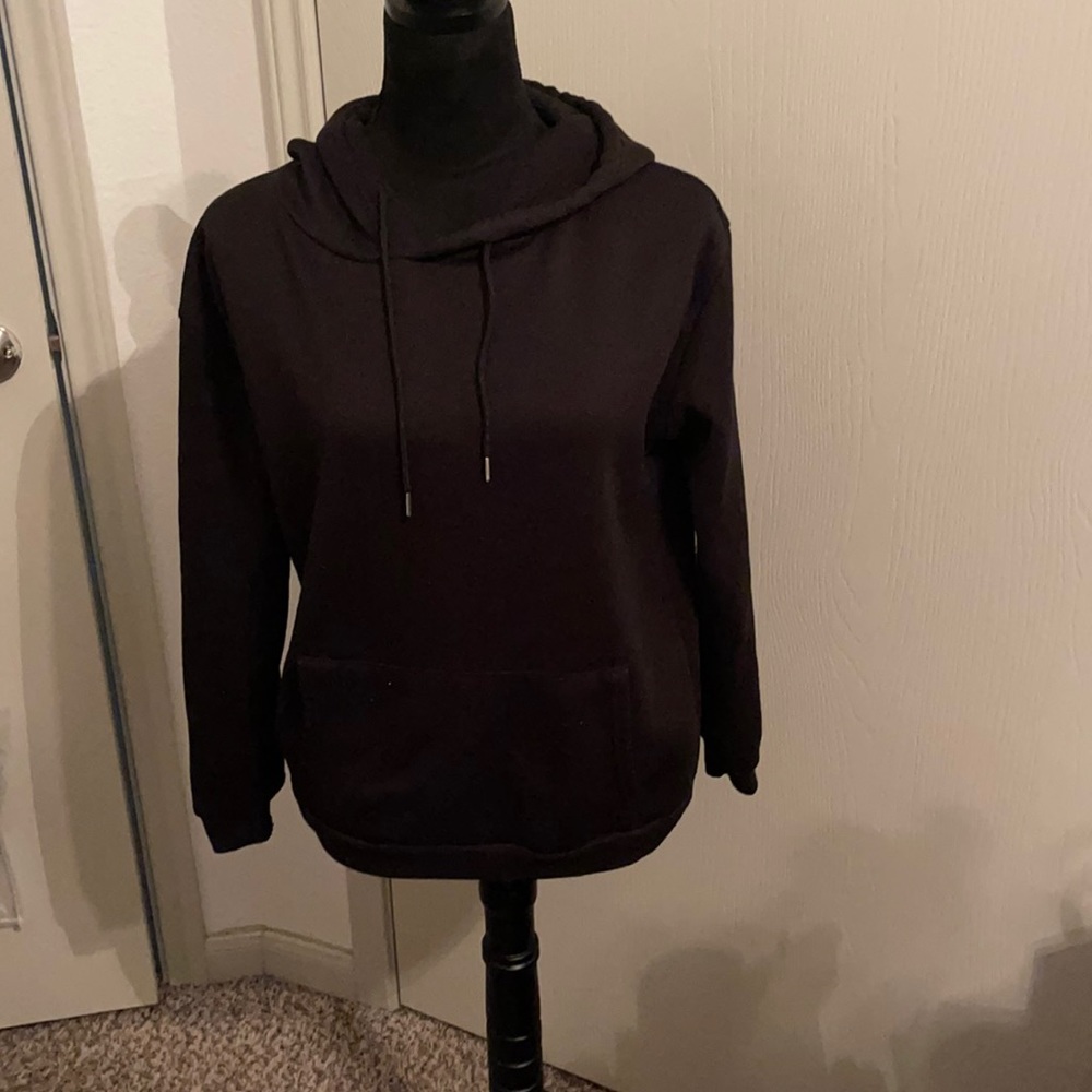 Positivity Black Graphic Hoodie With Pouch